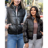 Grace and Lace Butter Faux Leather Puffer Jacket/Vest - Black