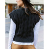 Grace and Lace Cabled Knit Sweater Vest - Black