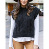 Grace and Lace Cabled Knit Sweater Vest - Black