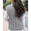 Grace and Lace Cabled Knit Sweater Vest - Grey