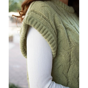 Grace and Lace Cabled Knit Sweater Vest - Ivy