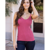 Grace and Lace Ribbed Knit Cami Top - Cactus Flower