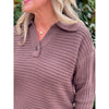 Grace and Lace Cinder Collared Sweater - Cappuccino