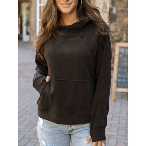 Grace and Lace Corded Pullover Hoodie - Java