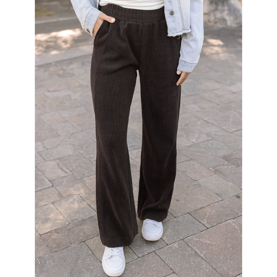 Grace and Lace Corded Straight Leg Pants - Java