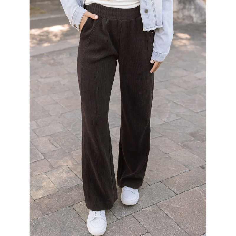 Grace and Lace Corded Straight Leg Pants - Java - FINAL SALE