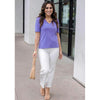 Grace and Lace Cotton Knit V-Neck Top - Iris - FINAL SALE