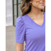 Grace and Lace Cotton Knit V-Neck Top - Iris - FINAL SALE