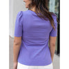 Grace and Lace Cotton Knit V-Neck Top - Iris - FINAL SALE