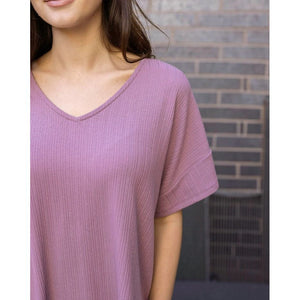 Grace and Lace Coziest Dolman Lounge Top - Dark Lilac