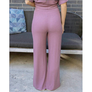 Grace and Lace Coziest Wide Leg Lounge Pants -Dark Lilac