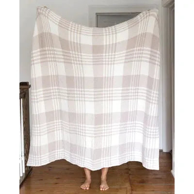 Grace and Lace Cozy Cloud Blanket - Neutral Plaid