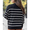 Grace and Lace Crew Neck Striped Sweater -  Black