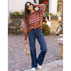 Grace and Lace Crew Neck Striped Sweater -  Terracotta