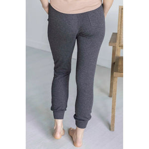 Grace and Lace Essential Ribbed Jogger Pants - Charcoal