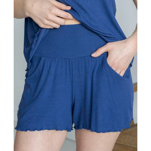 Grace and Lace Essential Ribbed Lounge Sleep Shorts - Classic Blue