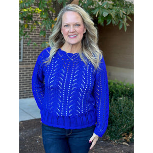 Grace and Lace Gemma Pointelle Sweater - Blue Sapphire – Bless Your Heart  Boutique