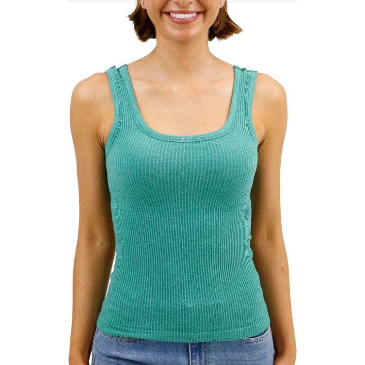 Grace and Lace Brami Tank - Hip Length - Heathered Green