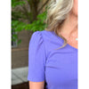 Grace and Lace Cotton Knit V-Neck Top - Iris - FINAL SALE