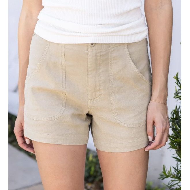 Grace and Lace Linen Shorts - Khaki