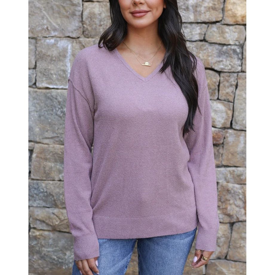 Grace and Lace Micro Bambü Lightweight Sweater - Dusty Mauve