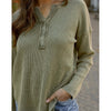 Grace and Lace Mineral Washed Chive Waffle Henley - Chive