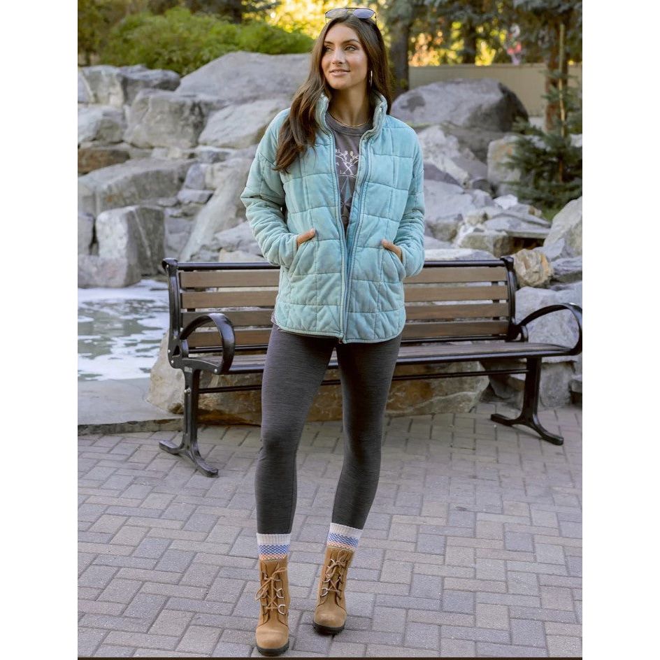 Grace and Lace Mineral Washed Quilted Jacket - Icy Blue