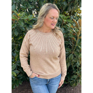 Grace and Lace Shimmer Sweater - Oatmeal
