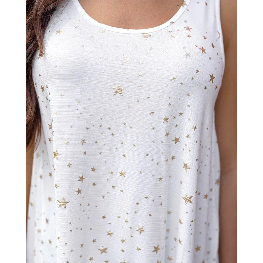 Grace and Lace Oh My Stars Tank - Ivory/Gold