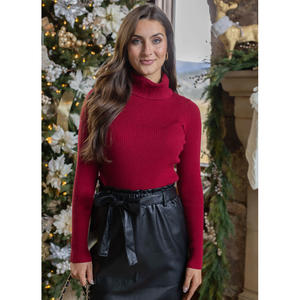 Grace and Lace Oh So Soft Perfect Ribbed Turtleneck - Perfect Red