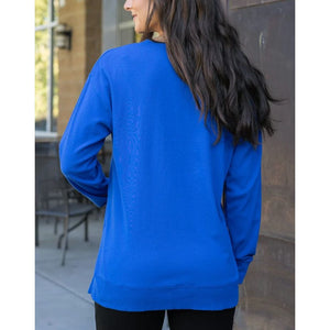 Grace and Lace Original Essentials Long Sleeve Tee - Cobalt