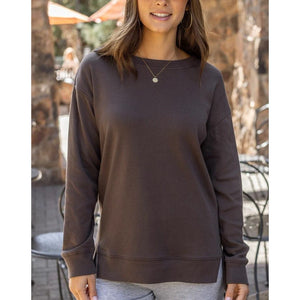 Grace and Lace Original Essentials Long Sleeve Tee - Dark Brown