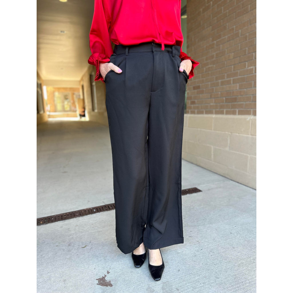 Grace and Lace Pocketed Wide Leg Pants - Black