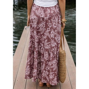 Grace and Lace Pocketed Tiered Maxi Skirt - Pink Floral
