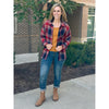 Grace and Lace Reversible Plaid Shirt - Red/Navy