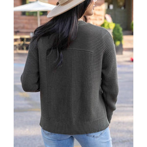 Grace and Lace Slouchy Knit Pocket Cardigan - Deep Olive