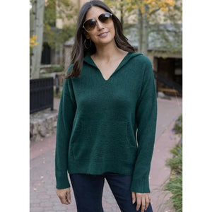 Grace and Lace So Soft Knit Sweater Hoodie - Deep Green