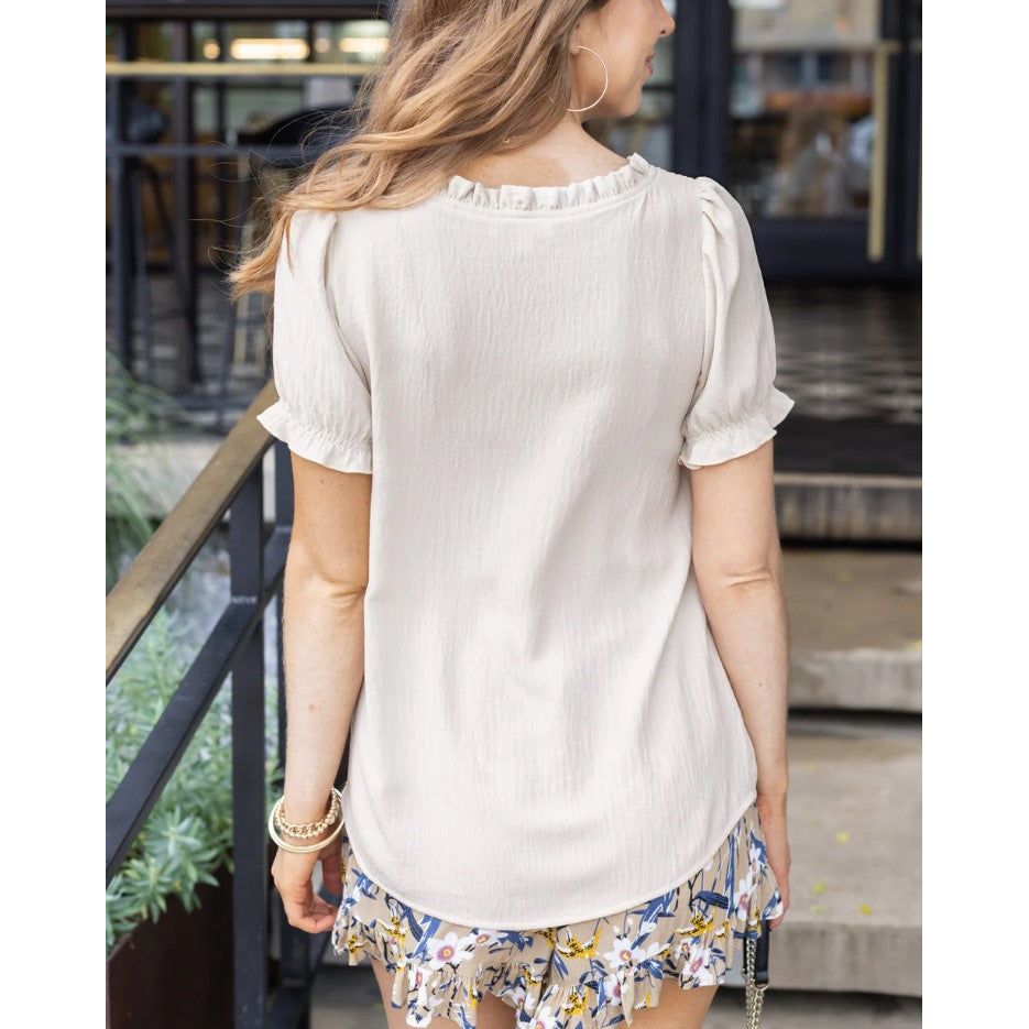 Grace and Lace Sweet Square Neck Top - Cream - FINAL SALE