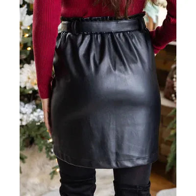 Grace and Lace Butter Faux Leather Skirt - Black