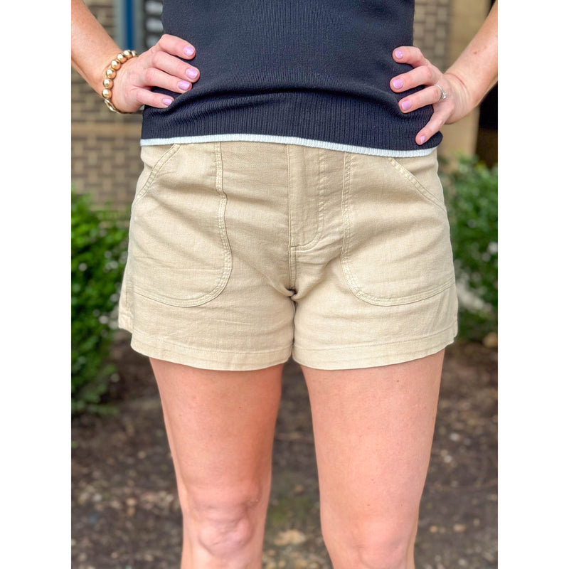 Grace and Lace Linen Shorts - Khaki