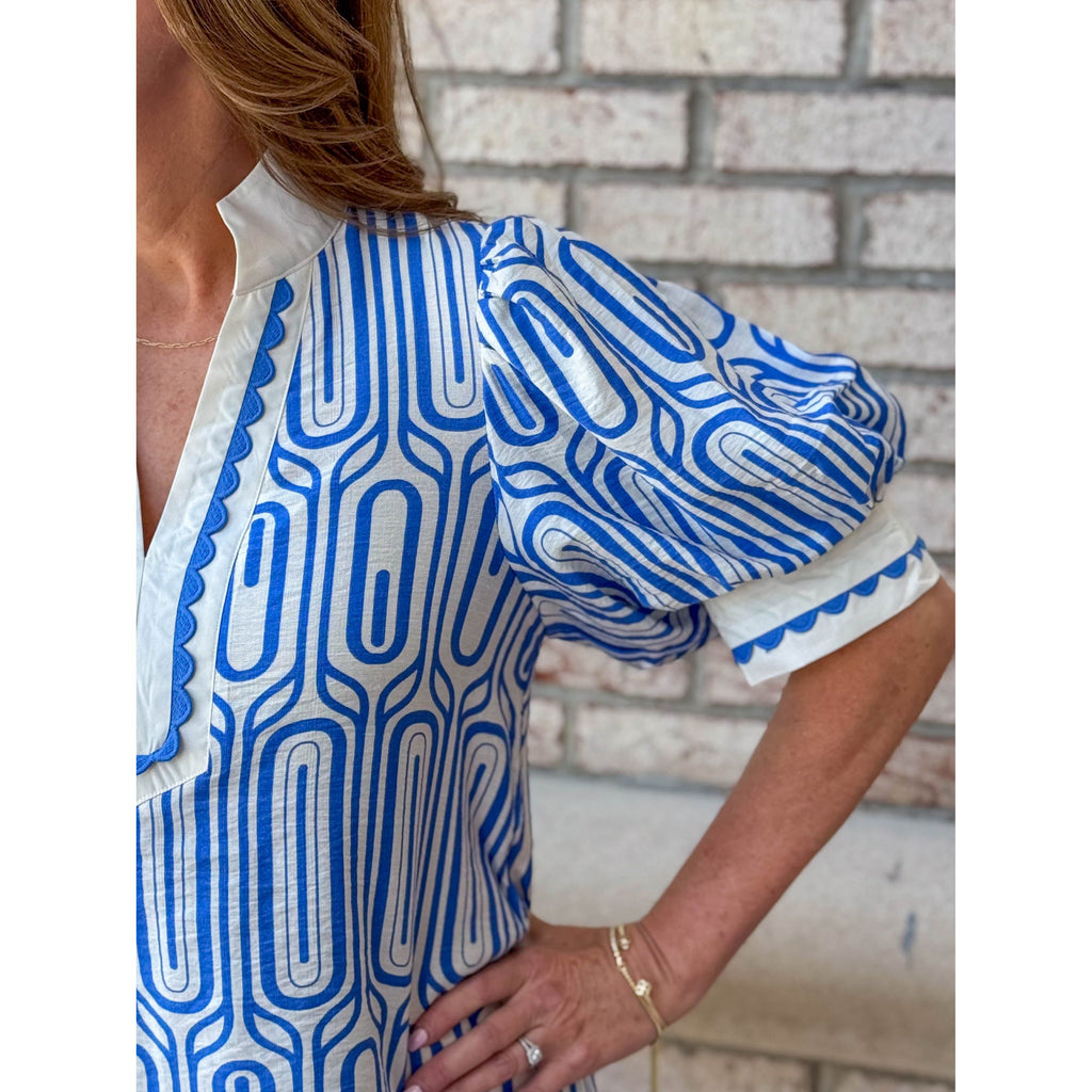 Graceyn Abstract Print Top - Blue