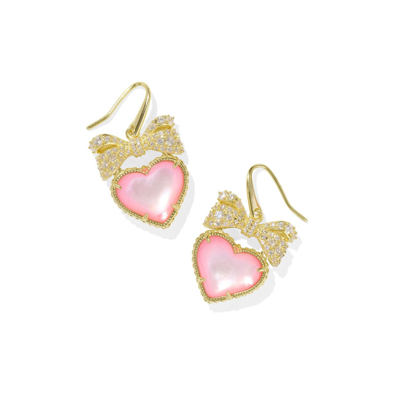 KENDRA SCOTT HAISLEY HEART DROP EARRINGS GOLD BLUSH IVORY MOTHER OF PEARL