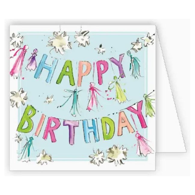 Handpainted Happy Birthday Tassel Banners Enclosure Card