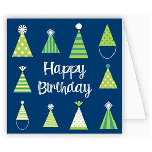 Happy Birthday Party Hats Blue Enclosure Card