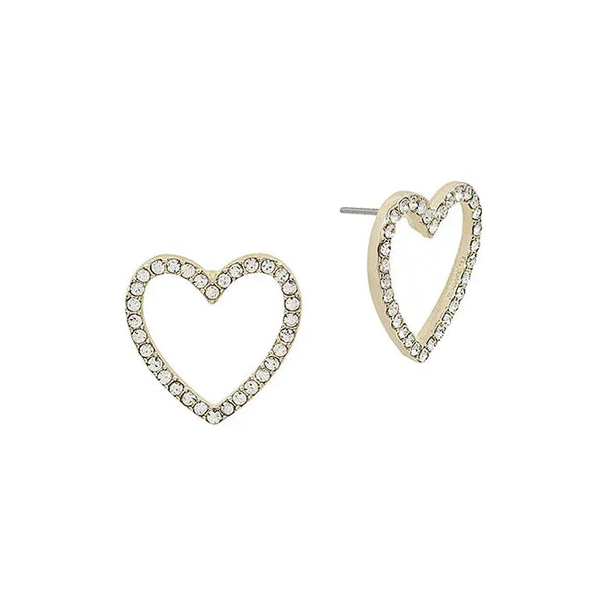 Heart Pave Post Earrings