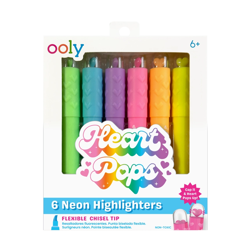 Heart Pops: Neon Highlighters (Set of 6)