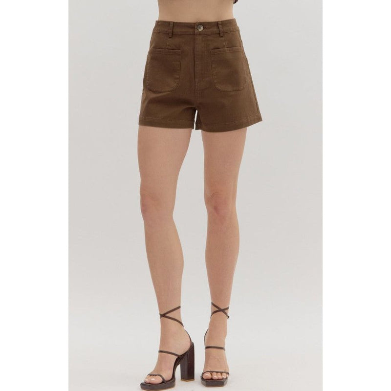 Melody High Waist Shorts - Brown