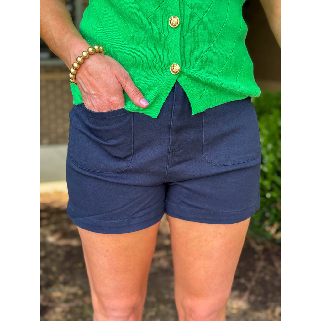 Melody High Waist Shorts - Navy