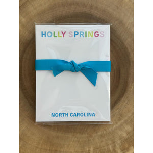 Holly Springs, North Carolina Notepad - Blue Rainbow