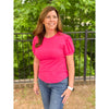 Irene Puff Sleeve Fitted Tee - Hot Pink